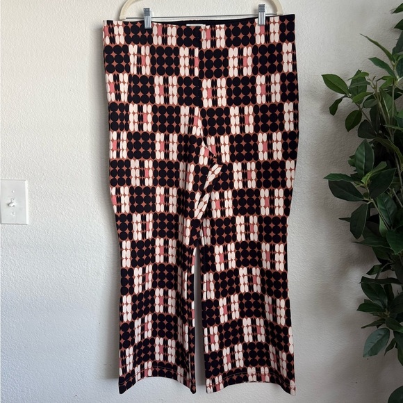 Anthropologie Maeve The Margot Kick Flare Printed Pull On Crop Pant Preppy Artsy - Picture 1 of 11